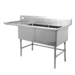 Double sink with drainer Left or Right 18″x18″ et 24″x54″