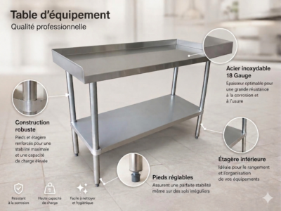 Table d’équipement-chef zone
