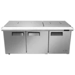 Atosa MSF8308GR-NTCV Triple Door 72" Refrigerated Mega Top Sandwich Prep Table with Night Cover – Image 2
