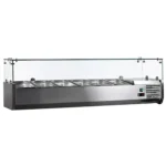 Omcan 41937 Refrigerated 59" Topping Rail with Glass Sneeze Guard