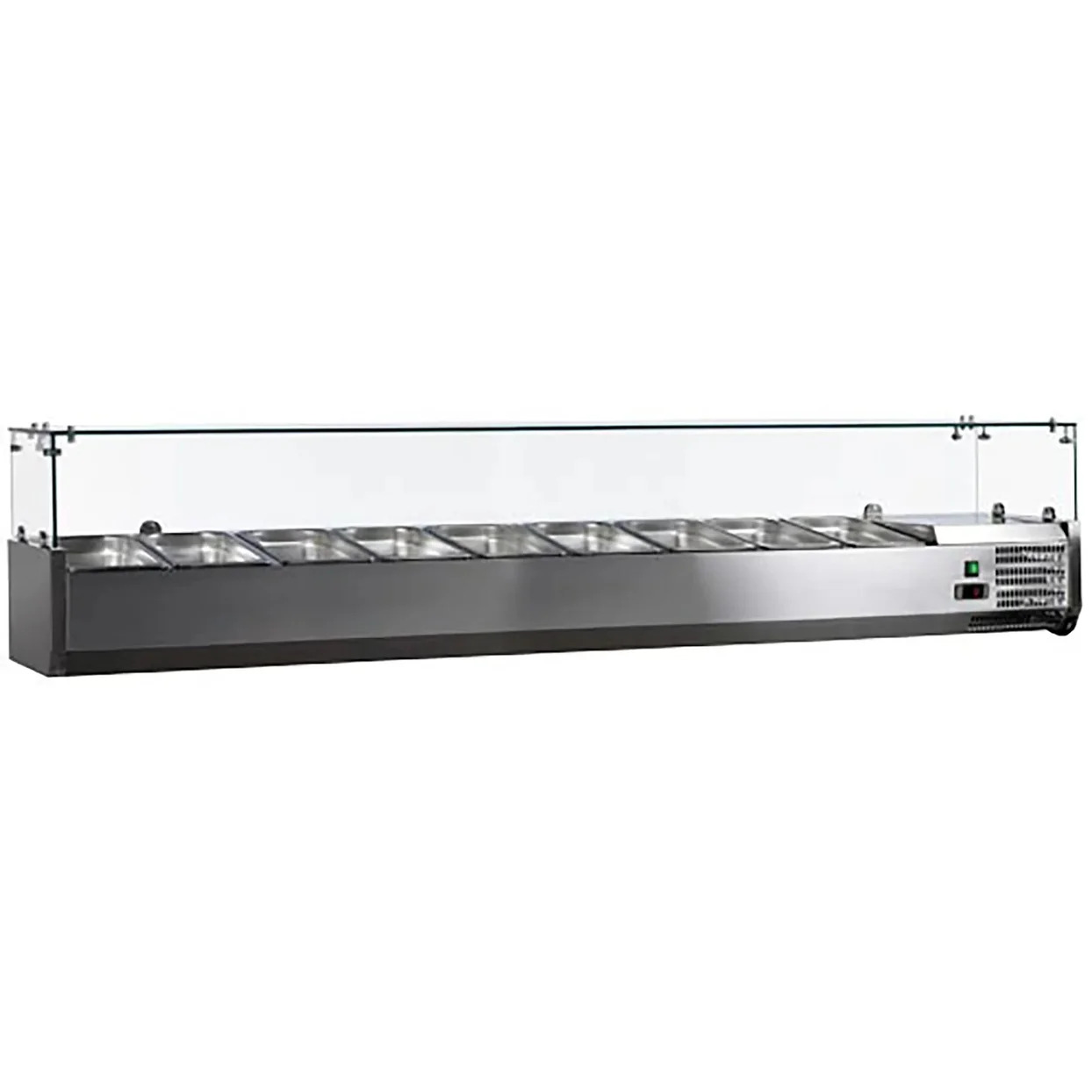 Omcan-46680-Refrigerated-79-Topping-Rail-with-Glass-Sneeze-Guard_1244x1244 Omcan 46680 Refrigerated 79" Topping Rail with Glass Sneeze Guard – Image 1